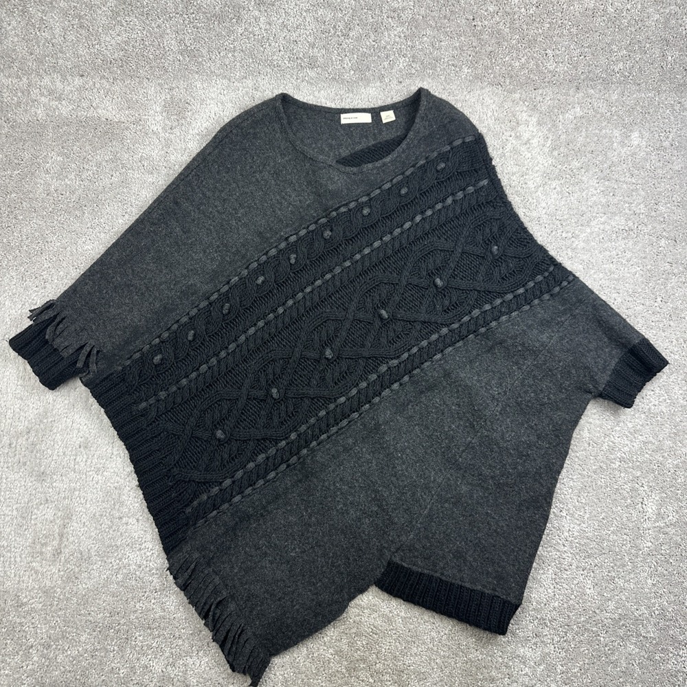 Anthropologie Sleeping On Snow Poncho Sweater XS/S Asymmetrical Oversized Fringe